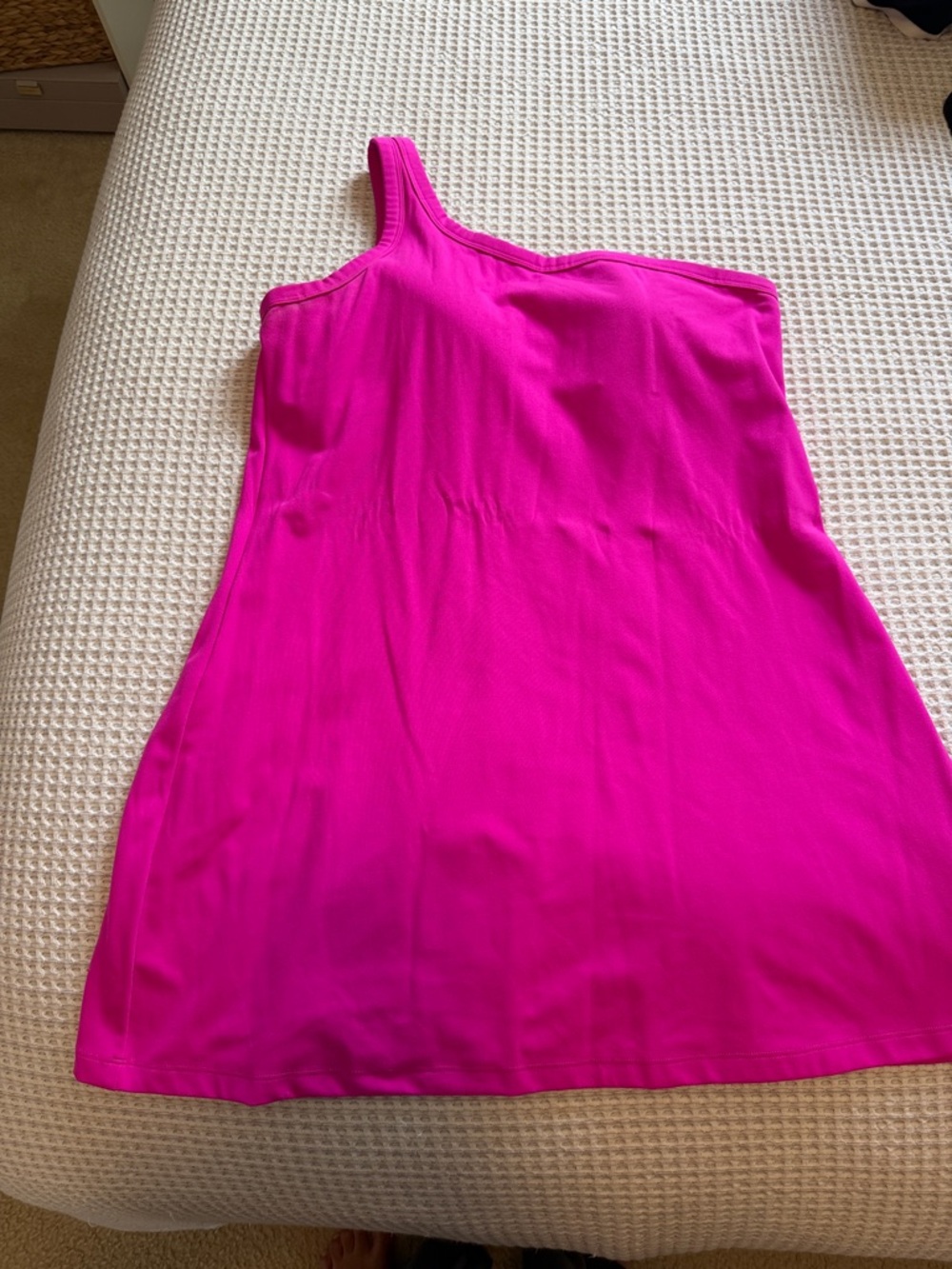 Target One-Shoulder Dress in Bright Fuchsia Pink